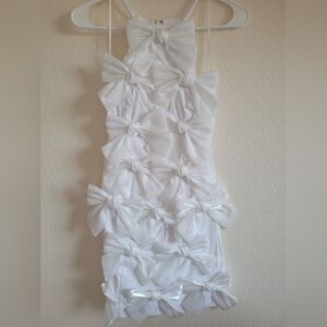 BHLDN Sleeveless Allover Bow High-Neck Mini Dress